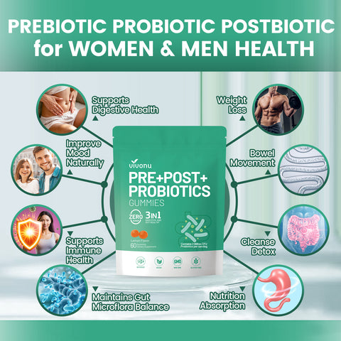 Probiotics for Digestive Health Gummies, 3 in 1 Intestinal Digestion, Contains 2 Billion CFU Probiotic, Zinc, Magnesium and Vitamin D3, Men's Probiotics for Women, Zero Sugar Non GMO 60 Gummy