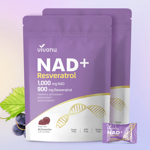 NAD Supplement, NAD+ Resveratrol Gummies 60 Count