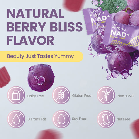 NAD Supplement, NAD+ Resveratrol Gummies 60 Count