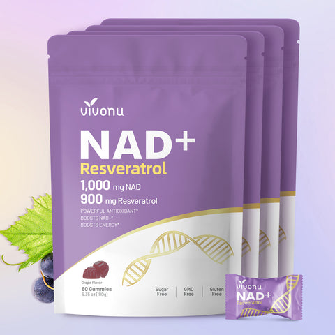 NAD Supplement, NAD+ Resveratrol Gummies 60 Count