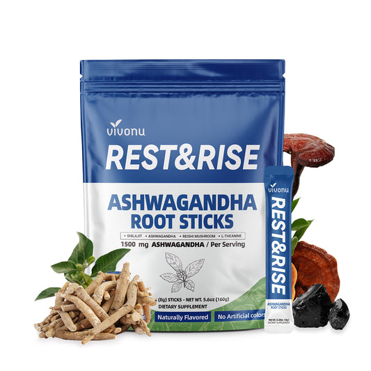 Rest & Rise Ashwagandha y palitos de miel Shilajit del Himalaya