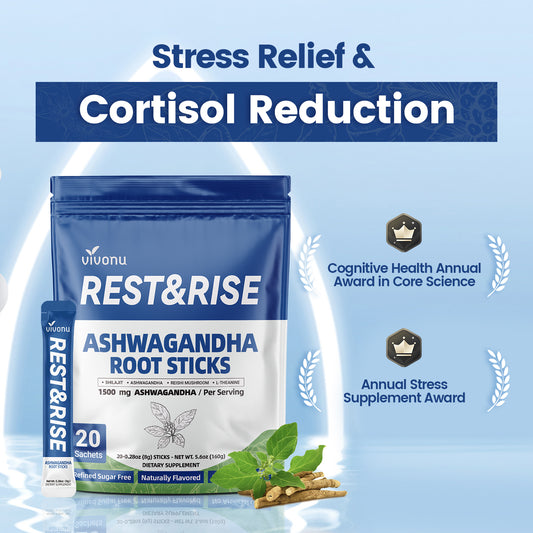 Rest & Rise Ashwagandha y palitos de miel Shilajit del Himalaya