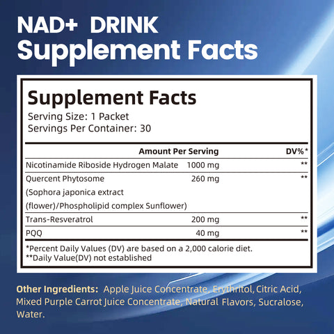 NAD Supplement 1500mg, Liposomal NAD Nicotinamide Riboside Resveratrol Supplements with PQQ, NAD+ Berry Flavor Sticks for Anti-Aging, Energy, Focus - 30 Packets
