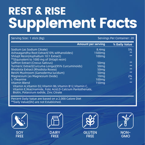REST & RISE Ashwagandha & Himalayan Shilajit Honey Sticks