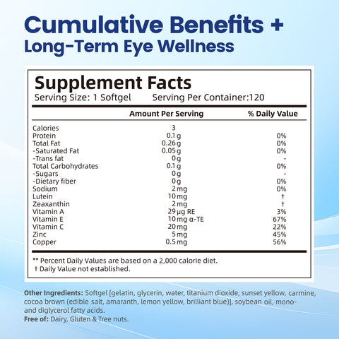 120pcs Lutein Eye Vitamins Supplement for Macular Health and Dry Eye