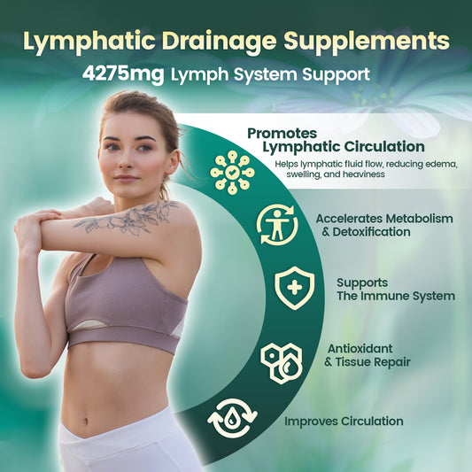 Complément Drainage Lymphatique, 240 Gélules, 4275mg Complément de Soutien du Système Lymphatique pour Femmes et Hommes