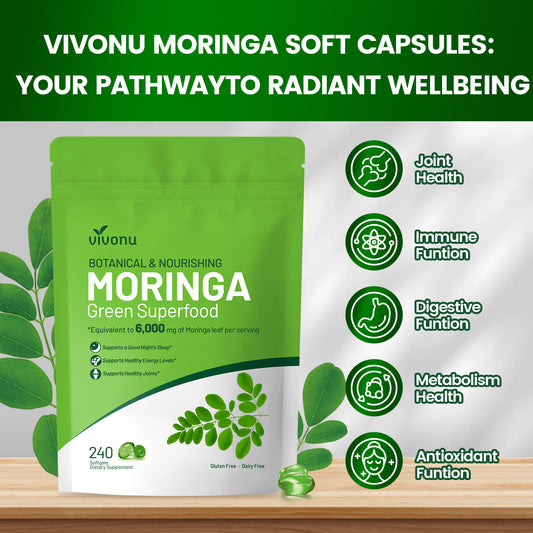 Cápsulas de hoja de moringa: extractos puros de hoja de moringa para una salud óptima.