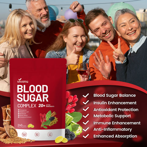 Blood Sugar Complex Supplement | Advanced Formula with 20 Herbs and Vitamins with Cinnamon, Turmeric, Black Pepper, Licorice and More, Vegan, Non-GMO, Gluten-Free (240 Softgels/1 Bag)