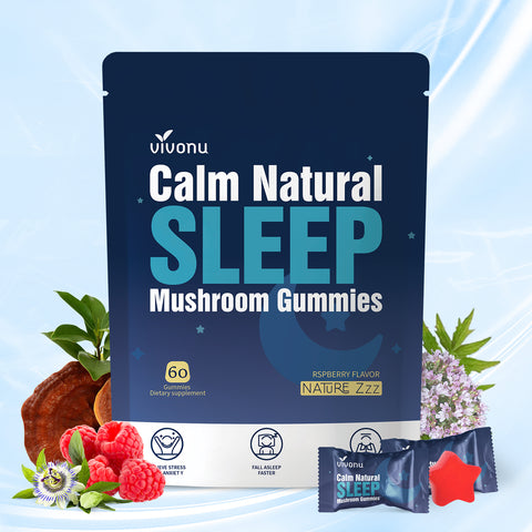 Sleep Gummies Melatonin Free with L-Theanine, Magnesium, Reishi Mushroom | Non-Habit Forming Sleep Aid | Non-GMO Sleep Support Gummies for Adults | Raspberry Flavor (60pcs)
