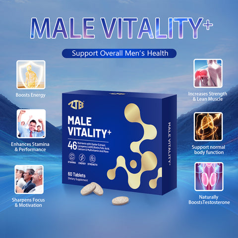 Male Vitality+ Support Male Vitality Comprehensive Functional Health & Strength Training | 46-in-1 Formula | Contain Oyster Extract Artichoke CoQ10 Multivitamins Saw palmetto Grape Seed And More | Total Men’s Health Support