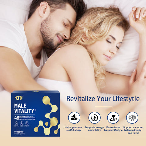 Male Vitality+ Support Male Vitality Comprehensive Functional Health & Strength Training | 46-in-1 Formula | Contain Oyster Extract Artichoke CoQ10 Multivitamins Saw palmetto Grape Seed And More | Total Men’s Health Support