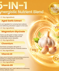 5 in 1 aged garlic extract with magnesium glycinate and chromium for cardiovascular wellness and energy