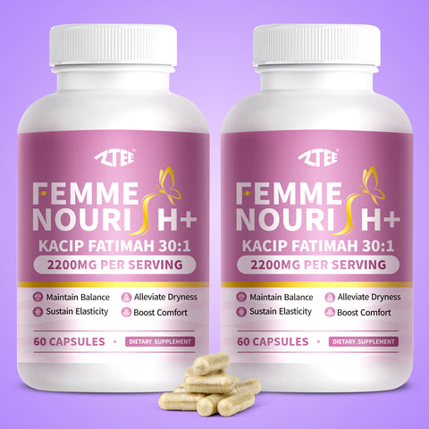 ZTEE FEMME NOURISH+ with Maca Root, Manjakani, Slippery Elm & Fenugreek – Supports and Maintains Women’s Health, Enhances Life Experience and Overall Well-Being