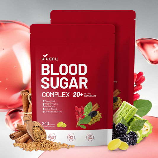 Blood Sugar Complex Supplement | Advanced Formula with 20 Herbs and Vitamins with Cinnamon, Turmeric, Black Pepper, Licorice and More, Vegan, Non-GMO, Gluten-Free (240 Softgels/1 Bag)