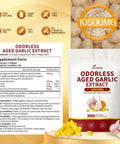 VivoNu odorless aged garlic extract 10500mg 300 softgels supplement facts label with magnesium