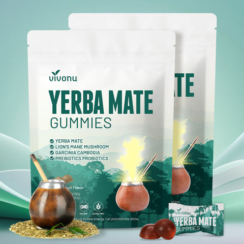 VivoNu Yerba MateGummies WithLion's Mane +Prebiotics & ProbioticsFocus + Mood.Balance  Gut SupportPlant-Based Formula60 Gummies