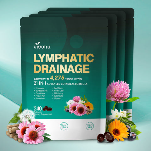 Lymphatic Drainage Supplement, 240 Softgels, 4275mg Lymph System Support Supplement for Women & Men